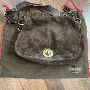 Suede coach bag